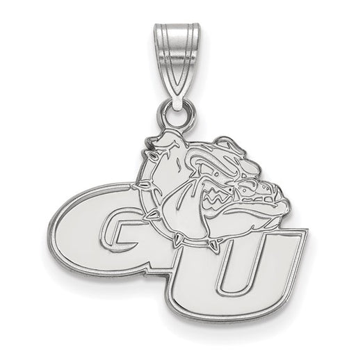 10k White Gold LogoArt Gonzaga University G-U Bulldog Medium Pendant