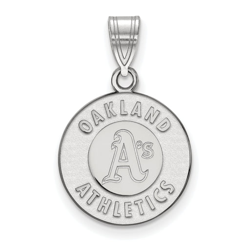 14k White Gold MLB LogoArt Oakland Athletics Circle Medium Pendant