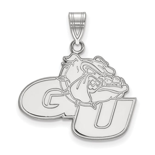 10k White Gold LogoArt Gonzaga University G-U Bulldog Large Pendant