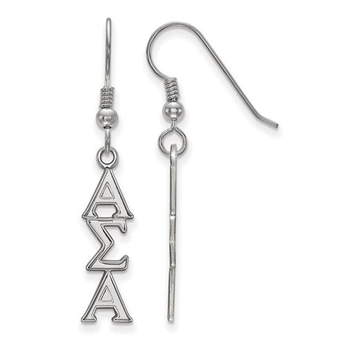 Sterling S. Rh-plated Alpha Sigma Alpha Dangle Medium Earrings