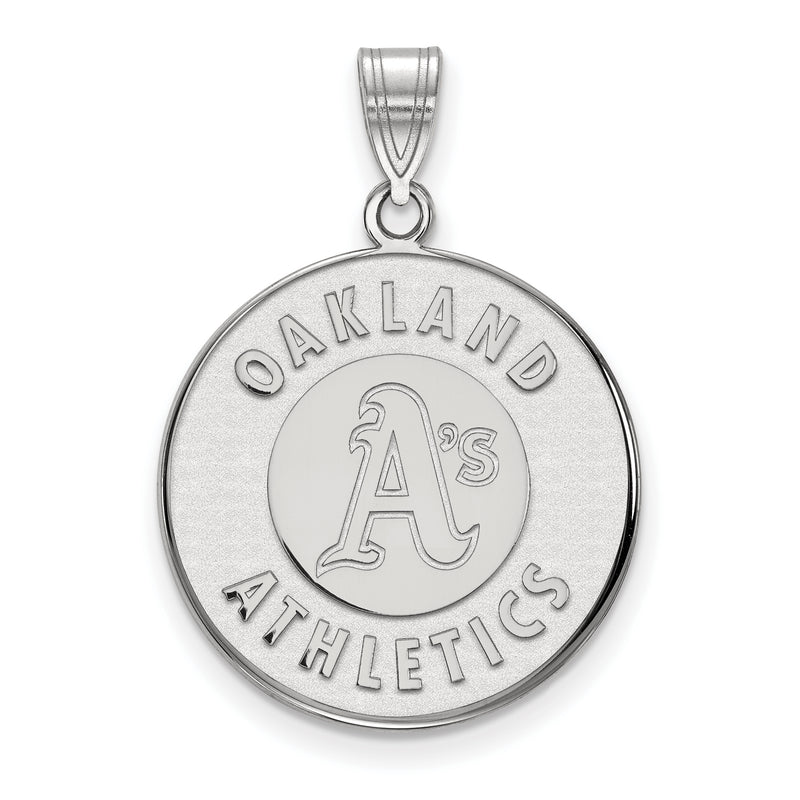 10k White Gold MLB LogoArt Oakland Athletics Circle Large Pendant