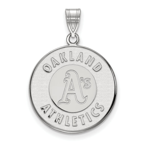 14k White Gold MLB LogoArt Oakland Athletics Circle Large Pendant