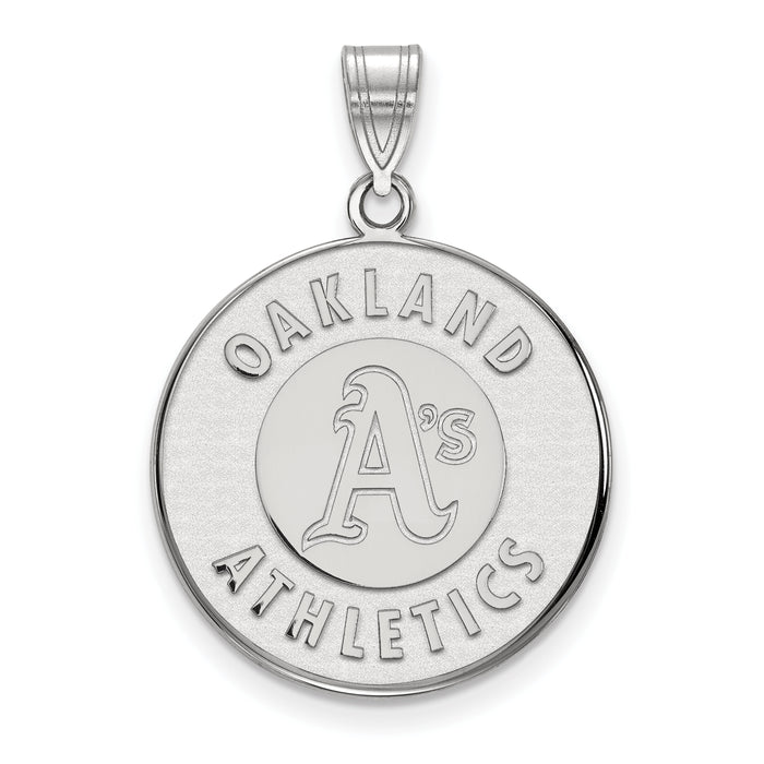 14k White Gold MLB LogoArt Oakland Athletics Circle Large Pendant