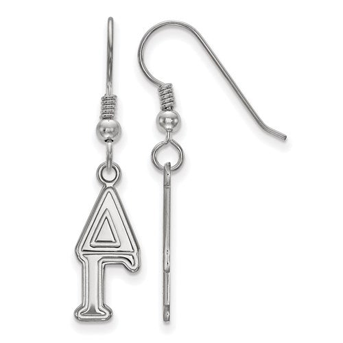 Sterling Silver Rh-plated Delta Gamma Dangle Small Earrings