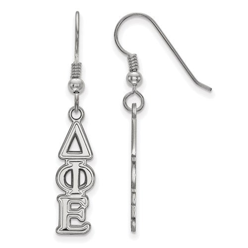 Sterling Silver Rh-plated Delta Phi Epsilon Dangle Small Earrings