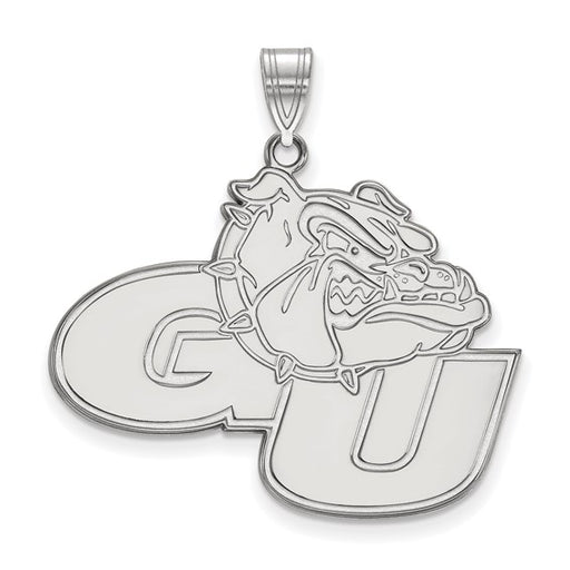 10k White Gold LogoArt Gonzaga University G-U Bulldog Extra Large Pendant