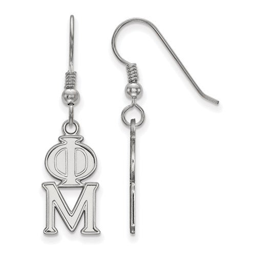 Sterling Silver Rh-plated Phi Mu Dangle Medium Earrings