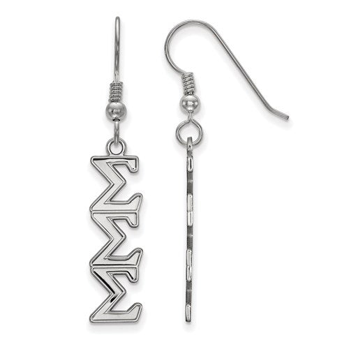 Sterling S. Rh-plated Sigma Sigma Sigma Dangle Medium Earrings
