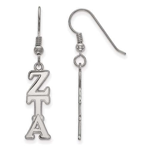 Sterling Silver Rh-plated Zeta Tau Alpha Dangle Medium Earrings