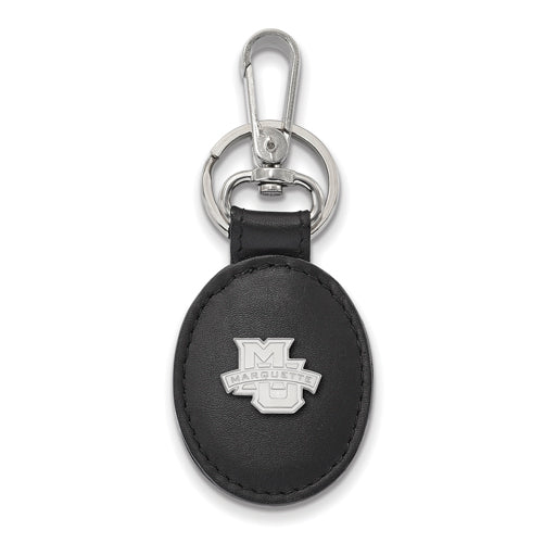 SS Marquette University Black Leather Oval Key Chain