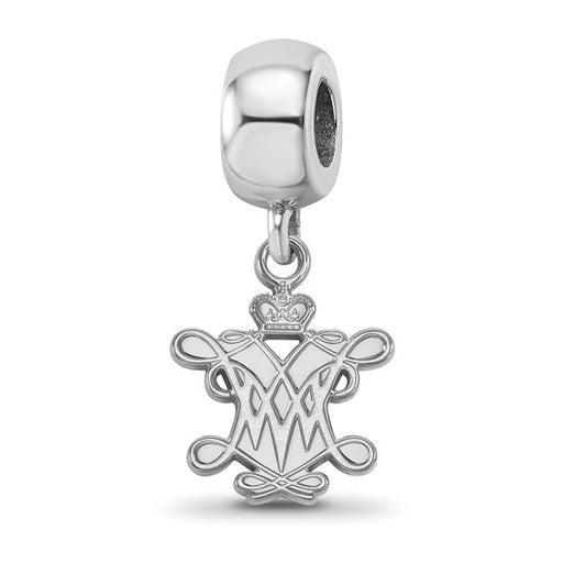 Sterling Silver Rhodium-plated LogoArt College of William and Mary Small Dangle Bead Charm