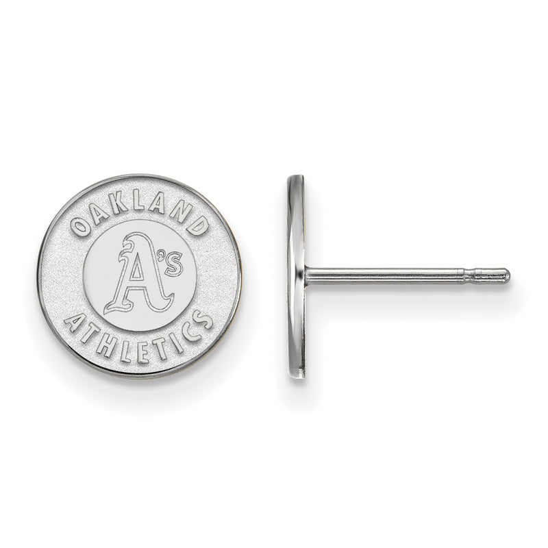10k White Gold MLB LogoArt Oakland Athletics Circle Extra Small Post Earrings