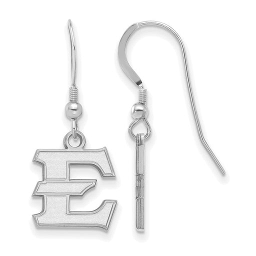 Sterling Silver Rhodium-plated LogoArt East Tennessee State University Letter E Small Dangle Wire Earrings