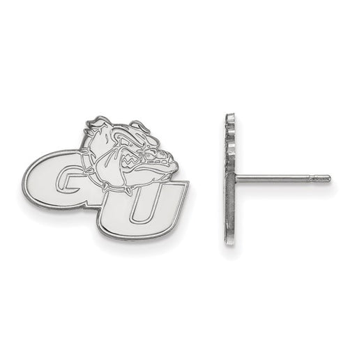 10k White Gold LogoArt Gonzaga University G-U Bulldog Small Post Earrings