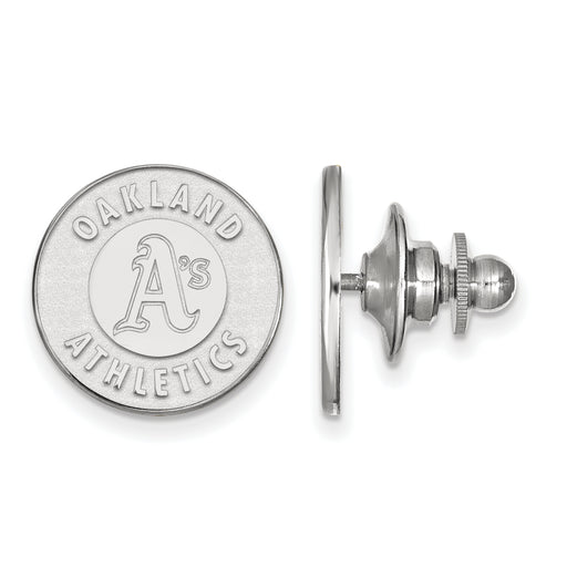 Sterling Silver Rhodium-plated MLB LogoArt Oakland Athletics Pin