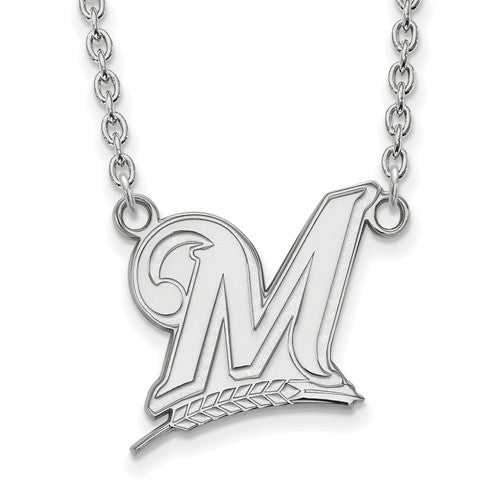 SS MLB  Milwaukee Brewers Large Logo Pendant w/Necklace