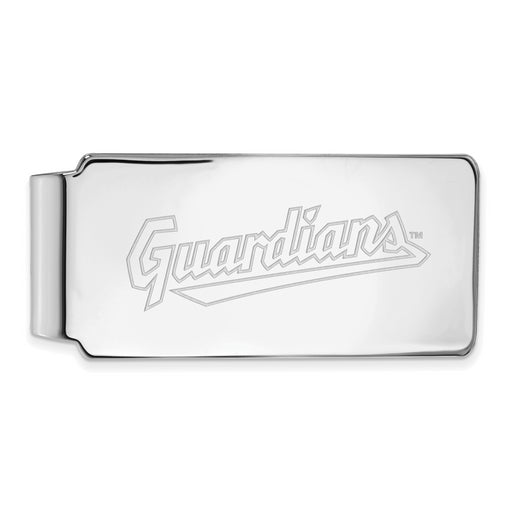 Sterling Silver Rhodium-plated MLB LogoArt Cleveland Guardians Money Clip