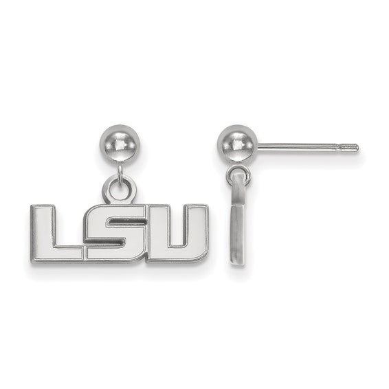 14kw Louisiana State University L-S-U Dangle Ball Post Earrings