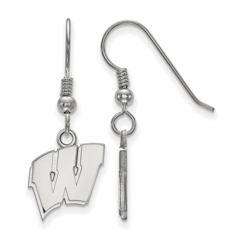 SS University of Wisconsin Small Letter W Dangle Earrings