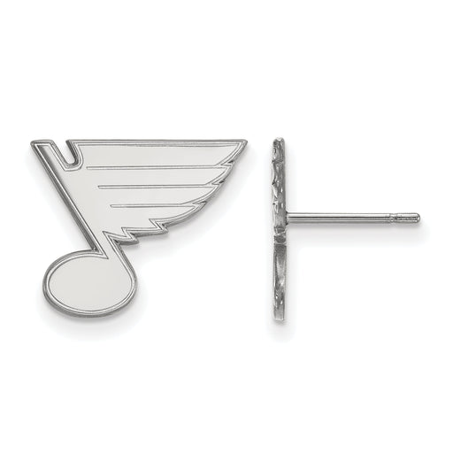 10k White Gold NHL LogoArt St. Louis Blues Small Post Earrings