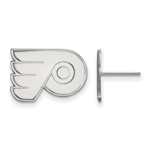 10k White Gold NHL LogoArt Philadelphia Flyers Small Post Earrings