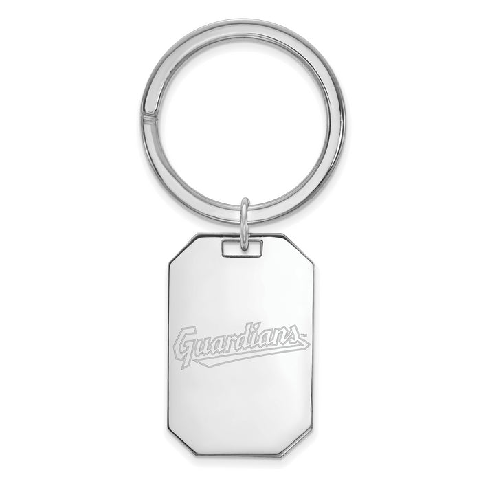 Sterling Silver Rhodium-plated MLB LogoArt Cleveland Guardians Key Chain