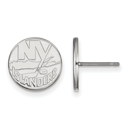10k White Gold NHL LogoArt New York Islanders Small Post Earrings