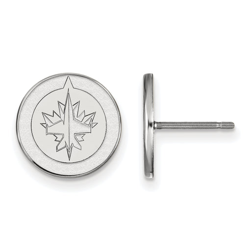 10k White Gold NHL LogoArt Winnipeg Jets Small Post Earrings
