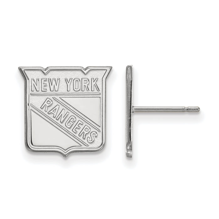 10k White Gold NHL New York Rangers Small Post Earrings