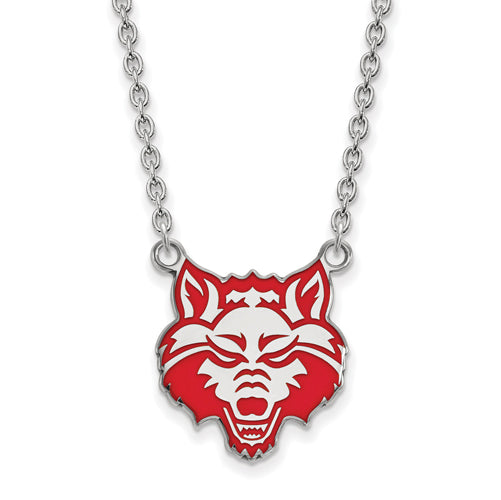 SS Arkansas State U Enamel Large Pendant w/Necklace
