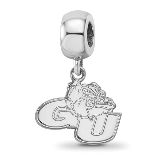 Sterling Silver Rhodium-plated LogoArt Gonzaga University G-U Bulldog Small Dangle Bead Charm