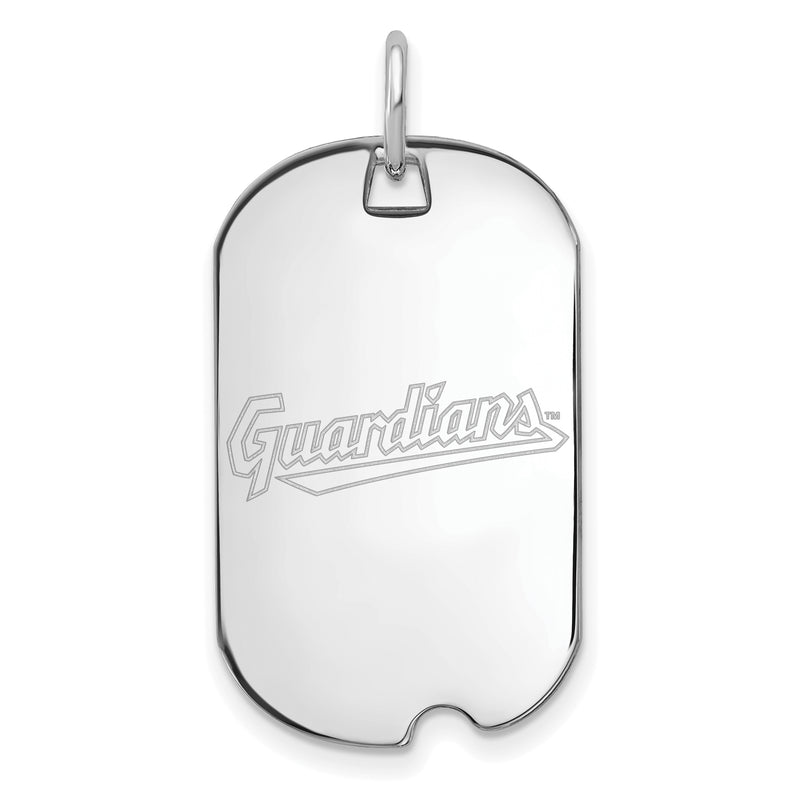 14k White Gold MLB LogoArt Cleveland Guardians Small Dog Tag Pendant