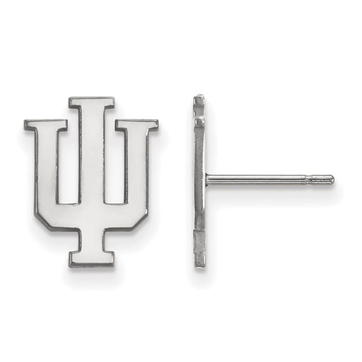 10k White Gold LogoArt Indiana University I-U Small Post Earrings