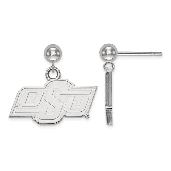 14kw Oklahoma State University O-S-U Dangle Ball Post Earrings
