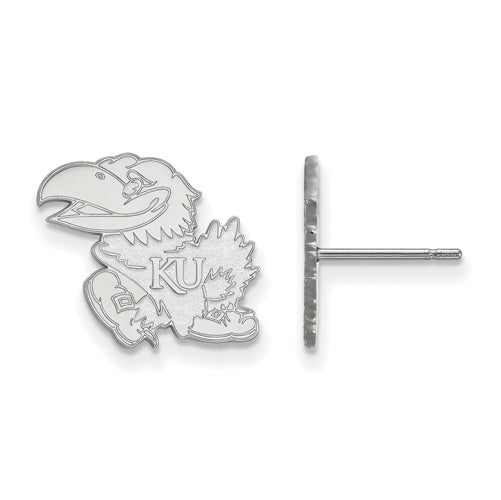 10kw University of Kansas Small Post Jayhawk Earrings