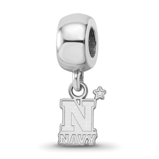 Sterling Silver Rhodium-plated LogoArt US Naval Academy Extra Small Dangle Bead Charm
