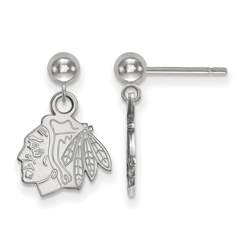 SS NHL Chicago Blackhawks Earrings Dangle Ball
