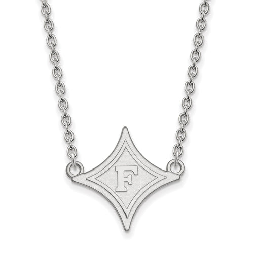 SS F Logo Furman University Large Pendant w/Necklace