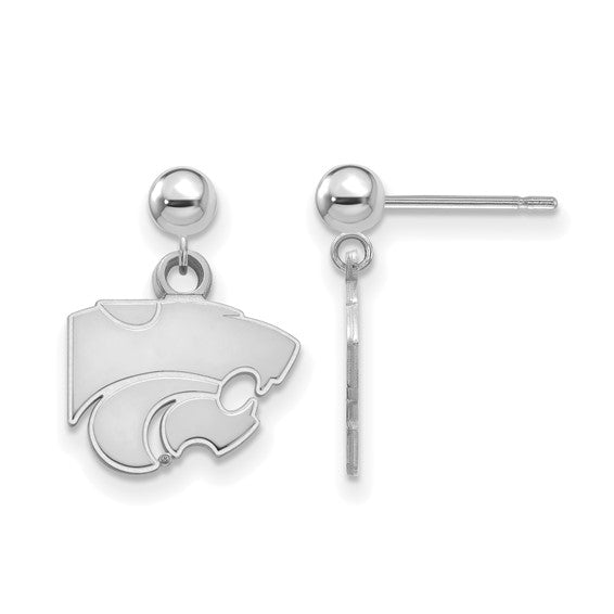 14kw Kansas State University Wildcat Dangle Ball Post Earrings