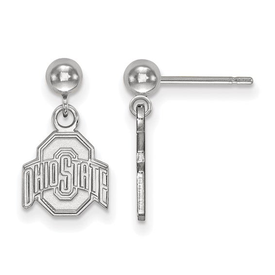 14kw The Ohio State University Dangle Ball Post Earrings