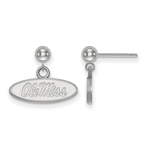 14kw University  of Mississippi Oval Ole Miss Earrings Dangle Ball