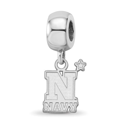 Sterling Silver Rhodium-plated LogoArt US Naval Academy Small Dangle Bead Charm