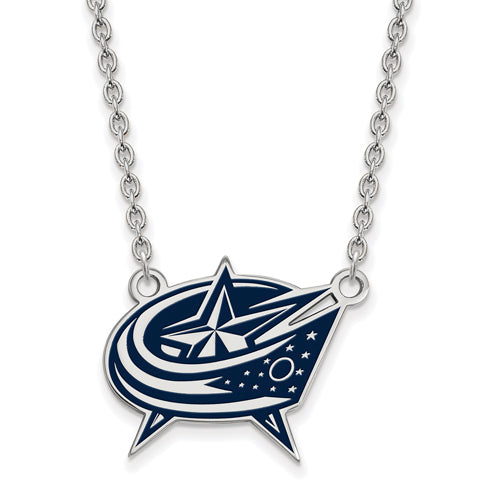 SS NHL Columbus Blue Jackets Lg Enl Pendant w/Necklace