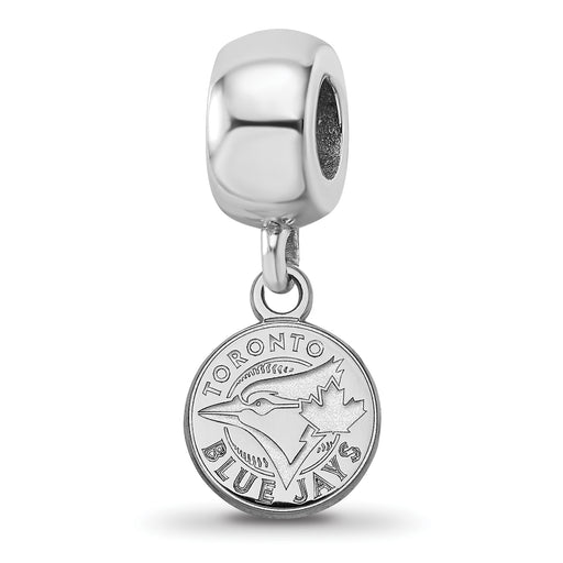 Sterling Silver Rhodium-plated MLB LogoArt Toronto Blue Jays Extra Small Disc Dangle Bead