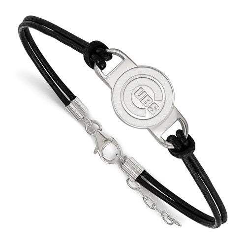 SS MLB  Chicago Cubs Small Center Leather Bracelet