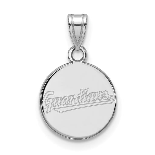 SS Rhodium-plated MLB LogoArt Cleveland Guardians Small Disc Pendant
