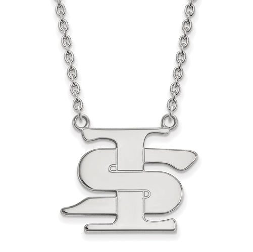 This exquisite 14k white gold necklace features a beautifully stylized interlocking "I" and "S" letter design, tastefully suspended on a fine chain. Ideal for those who admire the artistry of LogoArt Jewelry.