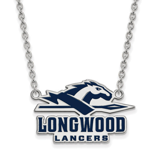 SS Longwood University Large Enamel Pendant w/Necklace