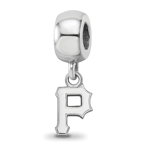 Sterling Silver Rhodium-plated MLB LogoArt Pittsburgh Pirates Letter P Extra Small Dangle Bead
