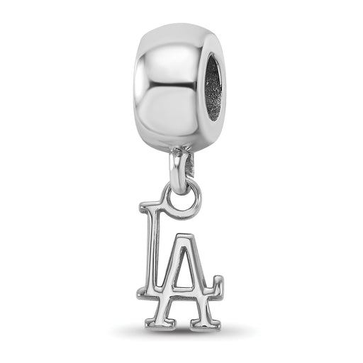 Sterling Silver Rhodium-plated MLB LogoArt Los Angeles Dodgers L-A Extra Small Dangle Bead